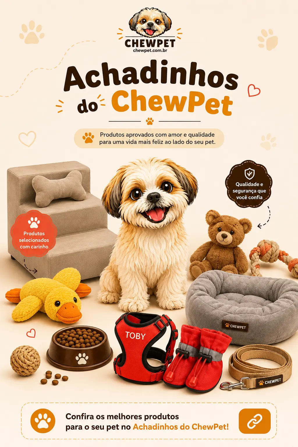 ChewPet apresentando os Achadinhos do ChewPet com produtos pet aprovados
